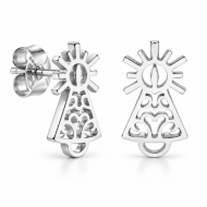 Pendientes con silueta filigrana Virgen del Pilar, Acero plateado