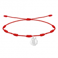 Pulsera 7 nudos roja, Mapa Isla de Gran Canaria, Acero plateado