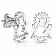 Pendientes con silueta Virgen de Candelaria, Acero plateado