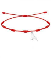 Pulsera 7 nudos roja con Canario Acero Plateado