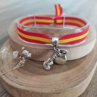 Pulsera flamenca cinta de Espaa clsica con guitarra y castauela