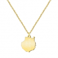 Colgante con cadena mapa Isla de Gran Canaria con texto, Acero Dorado