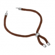 Pulsera semiacabada cordn marrn ajustable y acero 3mm