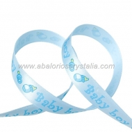 1 METRO DE CINTA DE RASO AZUL ESTAMPADO BABY-BOY 15mm