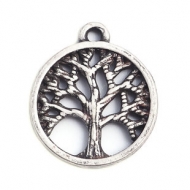 10 COLGANTES �RBOL DE LA VIDA PLATA ANTIGUA 18x15mm