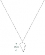 Colgante con cadena y silueta mapa Isla de la Palma, Acero Plateado