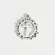 1 Colgante Cruz corona acero inoxidable 14x12mm
