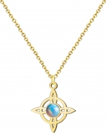 Colgante Nudo de Bruja Acero Dorado con Opalina