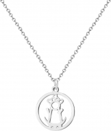 Colgante con cadena y silueta Virgen de la Fuensanta, Acero Plateado