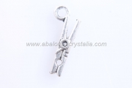 10 COLGANTES PINZA DE LA ROPA PLATA ANTIGUA 18x4mm
