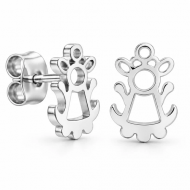 Pendientes con silueta filigrana Virgen de la Fuensanta, Acero plateado