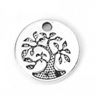 5 CHAPAS COLGANTE RBOL DE LA VIDA PLATA ANTIGUA 15mm