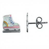 Pendientes mini patines en Plata 925  9x9 mm
