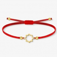 Pulsera polister encerado Rojo con Estrella Mudjar Acero Dorado