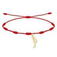 Pulsera 7 nudos roja, Mapa Isla de Fuerteventura, Acero dorado