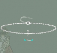 Pulsera cadena Cruz de la Victoria, Acero Plateado