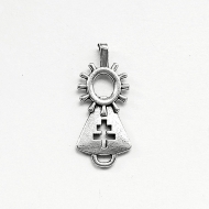 5 Conectores Virgen del Pilar Manto Cruz plata antigua 28x12mm