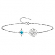 Pulsera Tetragramaton con Nudo de Bruja y piedra Turquesa