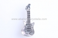 5 ABALORIOS PASO PLANO GUITARRA PLATA ANTIGUA 21x9mm