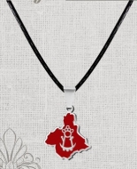 Colgante con cordn negro de polister y Mapa Murcia lacado, Acero Plateado