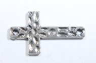 5 CONECTORES CRUZ PLATA ANTIGUA 30x18x1.5mm