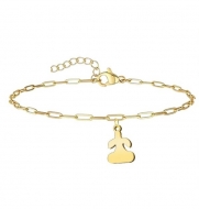 Pulsera de cadena con �dolo de Tara, Acero Dorado