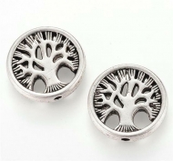 5 ABALORIOS ARBOL DE LA VIDA PLATA ANTIGUA 18x4mm