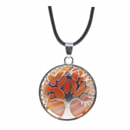 Collar con colgante rbol de la vida piedra gata carneola
