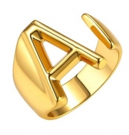 Anillo ajustable  Acero Dorado con Inicial a escoger