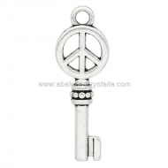 5 COLGANTES LLAVE PAZ PLATA ANTIGUA 26x9mm