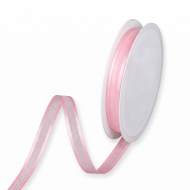 1 Bobina de Cinta de Organza con Ribete color Rosa Claro, 40 Metros aprox.