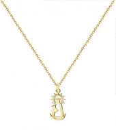 Colgante con cadena y silueta Virgen de la Bien Aparecida,  Acero Dorado