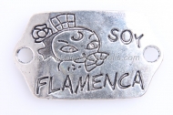 CONECTOR Soy flamenca PLATA ANTIGUA 42x26mm dibujo cara