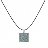 Colgante con cordn baldosa cermica Panot de Flor de Barcelona, Acero Plateado