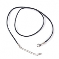 COLLAR 45CM DE CORDN DE CUERO NEGRO CON CIERRE