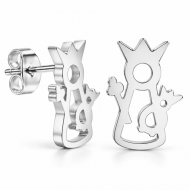 Pendientes con silueta Virgen de La Victoria, Acero plateado