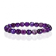 PULSERA PIEDRA NATURAL AGATA FACETADA BANDEADA MORADA 6mm