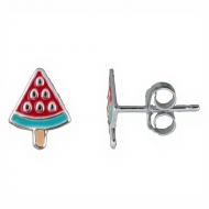 Pendientes helado de sanda esmaltado en Plata 925  7x9 mm