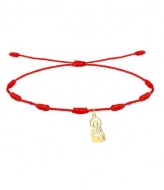 Pulsera 7 nudos Rojo con la Virgen de la Valvanera, Acero Dorado