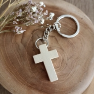 Llavero Cruz Latina Madera Natural