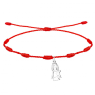Pulsera 7 nudos roja e imagen silueta 2, Virgen del Pilar, Acero plateado