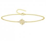 Pulsera con cadena Rosa de los Vientos, Acero dorado