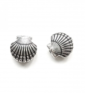 5 ABALORIOS CONCHA PLATA ANTIGUA 14mm (Paso: 1.6mm)