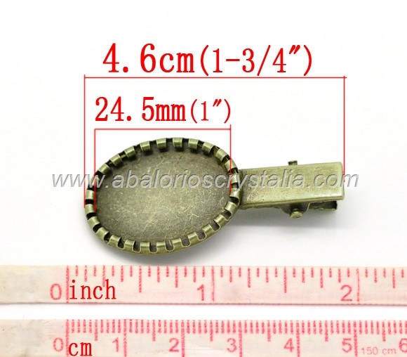 2 PINZAS DE PELO BRONCE ANTIGUO 46x21mm (base 25x17mm)