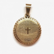 1 Colgante Padre Nuestro redondo acero inoxidable dorado 21x13mm