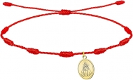Pulsera 7 nudos roja y medalla Virgen de la Fuensanta, Acero Dorado