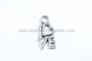 10 COLGANTES LOVE PLATA ANTIGUA 15x8mm