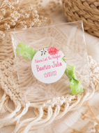 Embolsado celof�n + pegatina personalizada exterior de 5cm + colocaci�n de pieza de joyer�a/bisuter�a