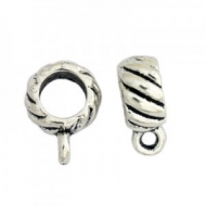 10 COLGADORES RAYAS CON ANILLA PLATA ANTIGUA 11x4.5mm (paso 5mm)