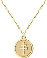 Colgante con cadena y con Cruz de Caravaca, Acero Dorado